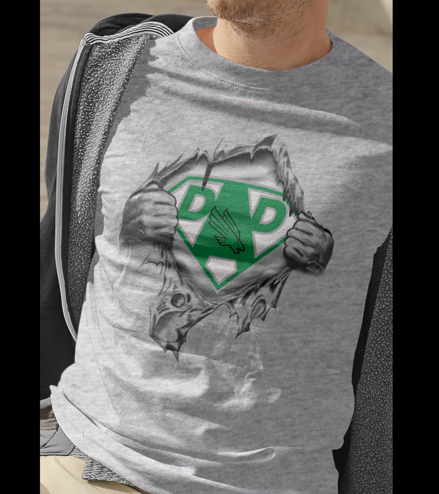North Texas Mean Green Super Dad Logo With Eagle Symbol T-Shirt