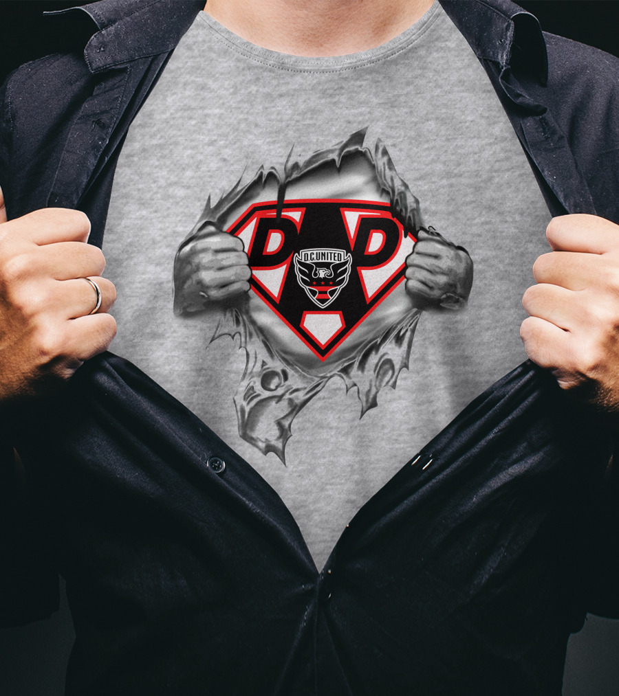 D.c. United Super Dad Shield With Emblem And Hands T-Shirt