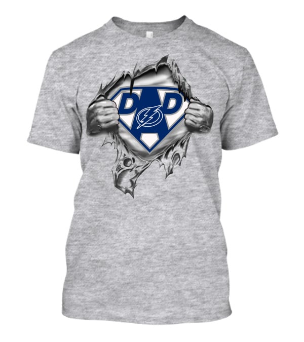 Tampa Bay Lightning Super Dad Logo With Lightning Bolt And Comic Style Hero Suit T-Shirt