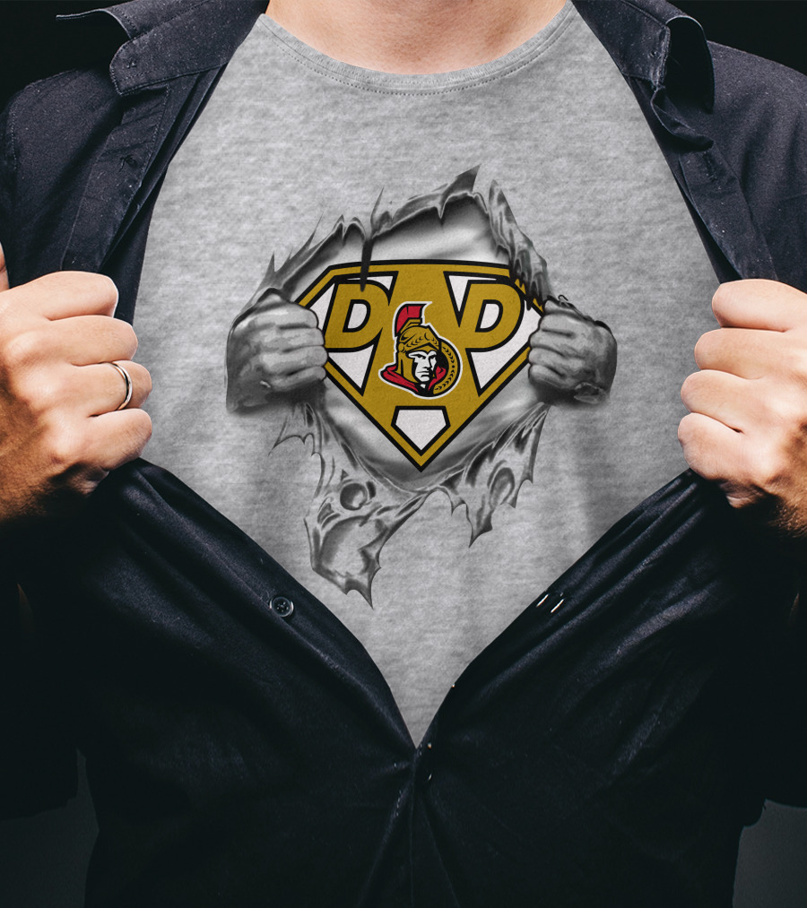Ottawa Senators Super Dad Logo With Ripped Effect T-Shirt