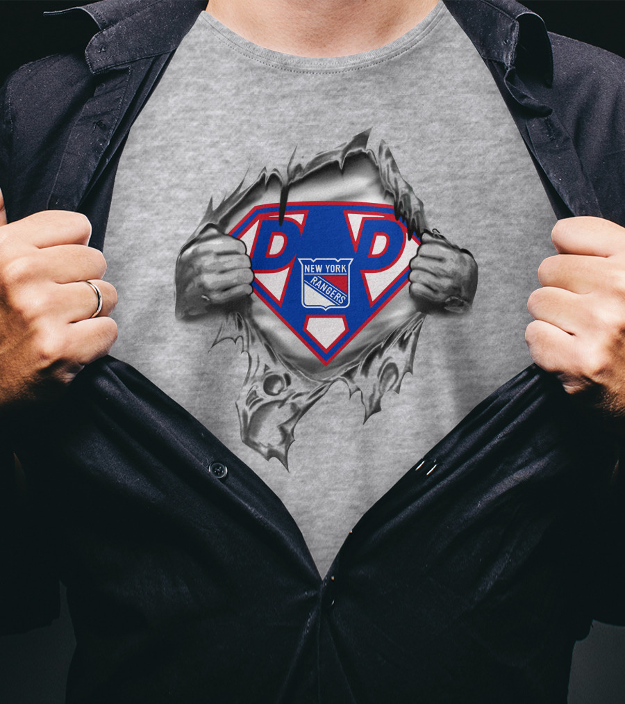 New York Rangers Super Dad Logo Superman Hands T-Shirt