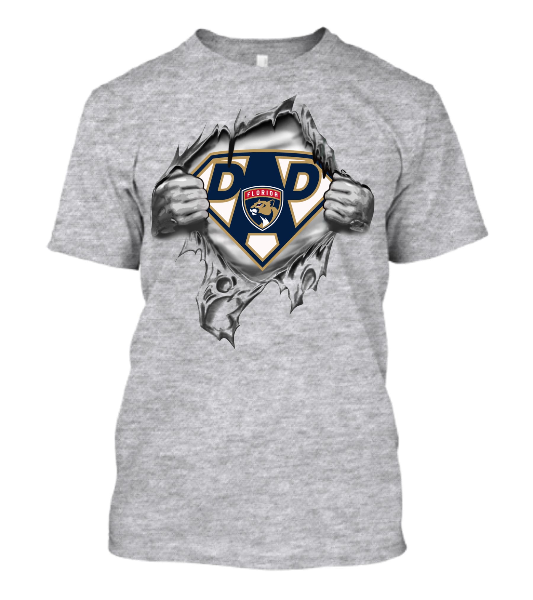 Florida Panthers Super Dad Emblem With Shield And Claw Marks T-Shirt