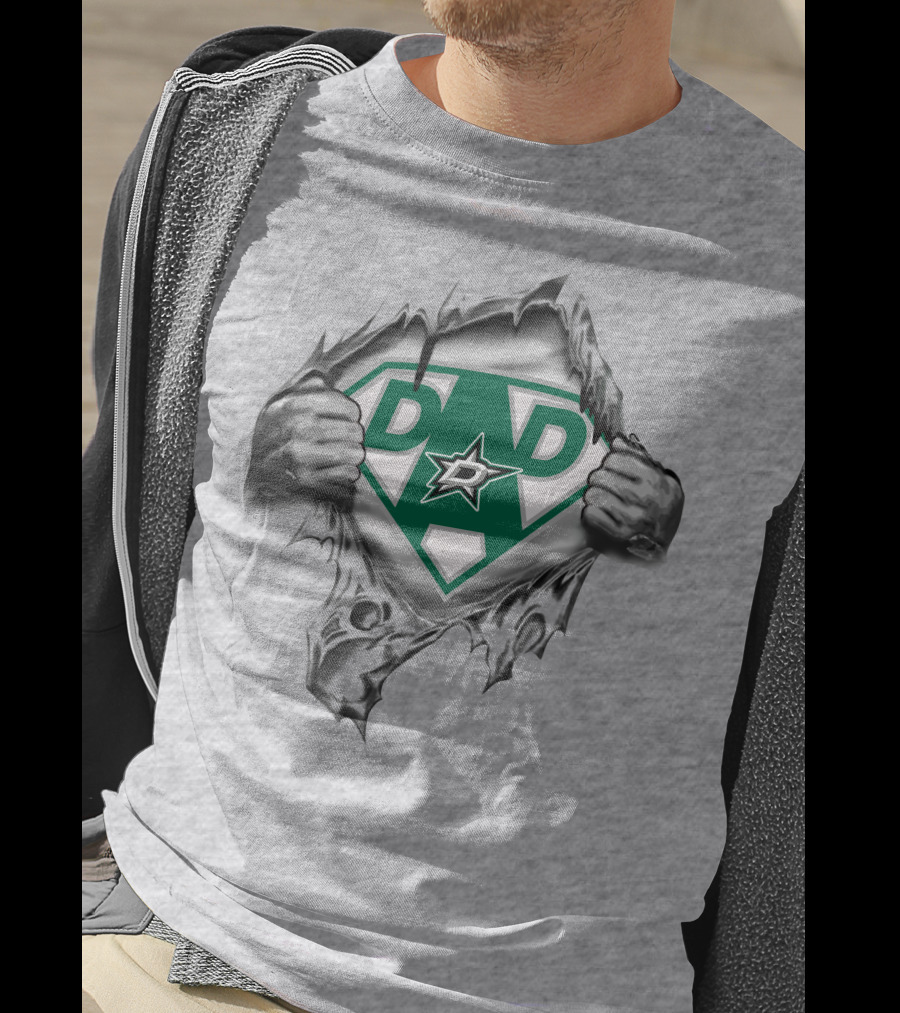 Dallas Stars Super Dad Symbol With Torn Metal T-Shirt