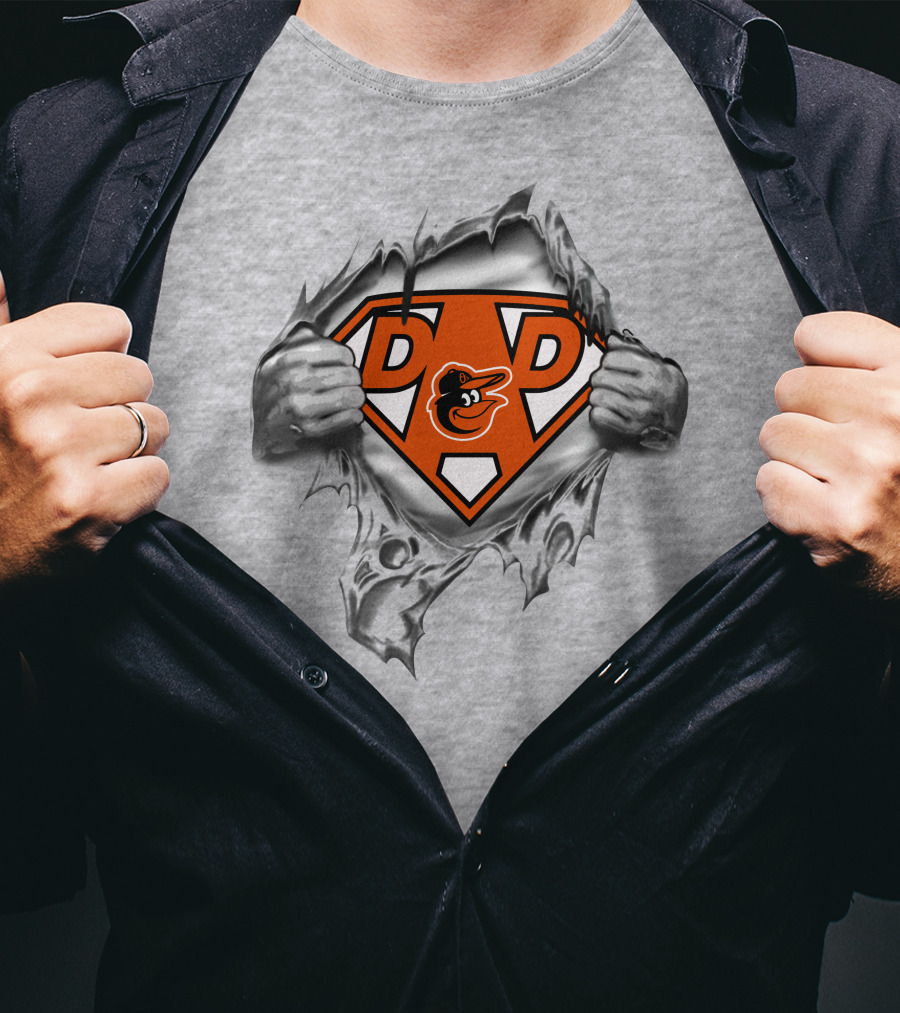 Baltimore Orioles Super Dad Logo With Heroic Symbol T-Shirt