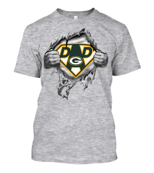Green Bay Packers Super Dad Logo With Torn Fabric Effect T-Shirt