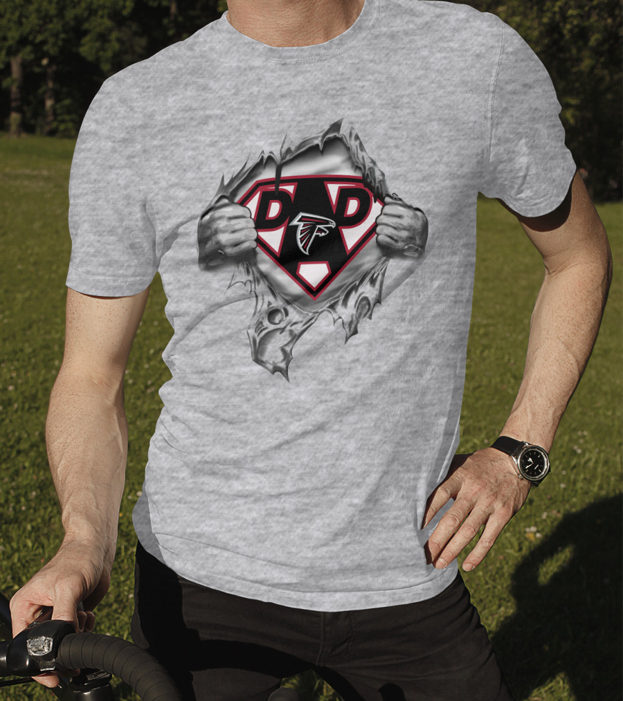 Atlanta Falcons Dad Superhero Emblem Rip T-Shirt