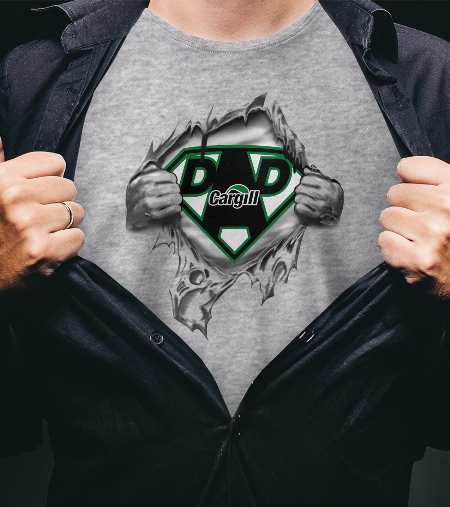 Cargill Super Dad Shield With Torn Design And Hands T-Shirt