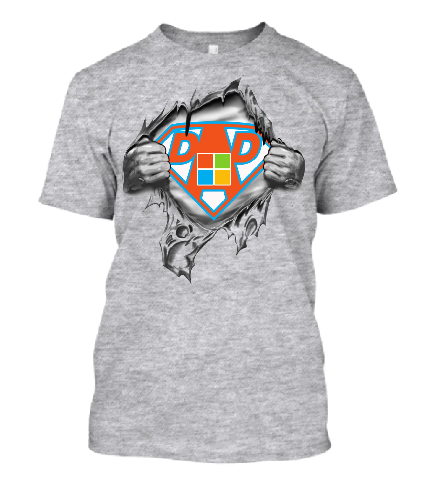 Microsoft Super Dad Logo Parody With Torn Shirt Effect T-Shirt