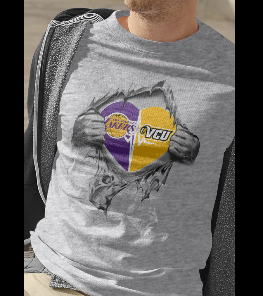 Los Angeles Lakers Vcu Rams Heart Inside My Heart T-Shirt