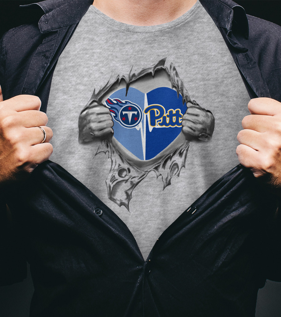 Titans Pitt Panthers Heart Torn T-Shirt