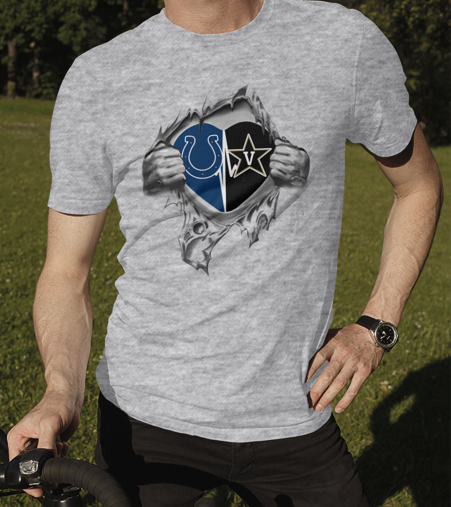 Colts Vanderbilt Commodores Heart Design Logo Fusion T-Shirt