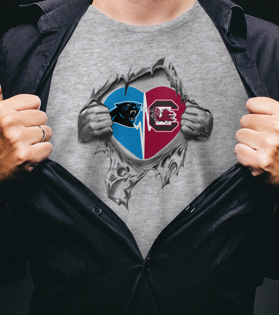 Panthers Gamecocks Heart Hands T-Shirt