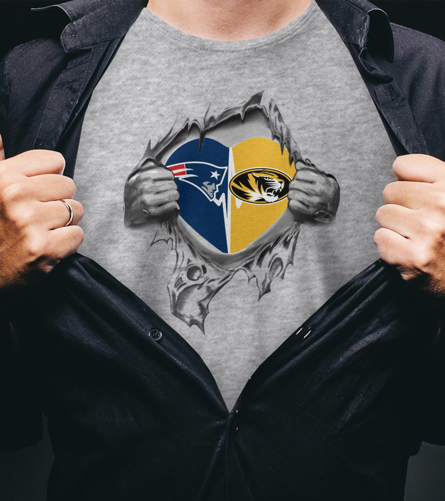 Patriots Missouri Tigers Heart Logo Fusion T-Shirt