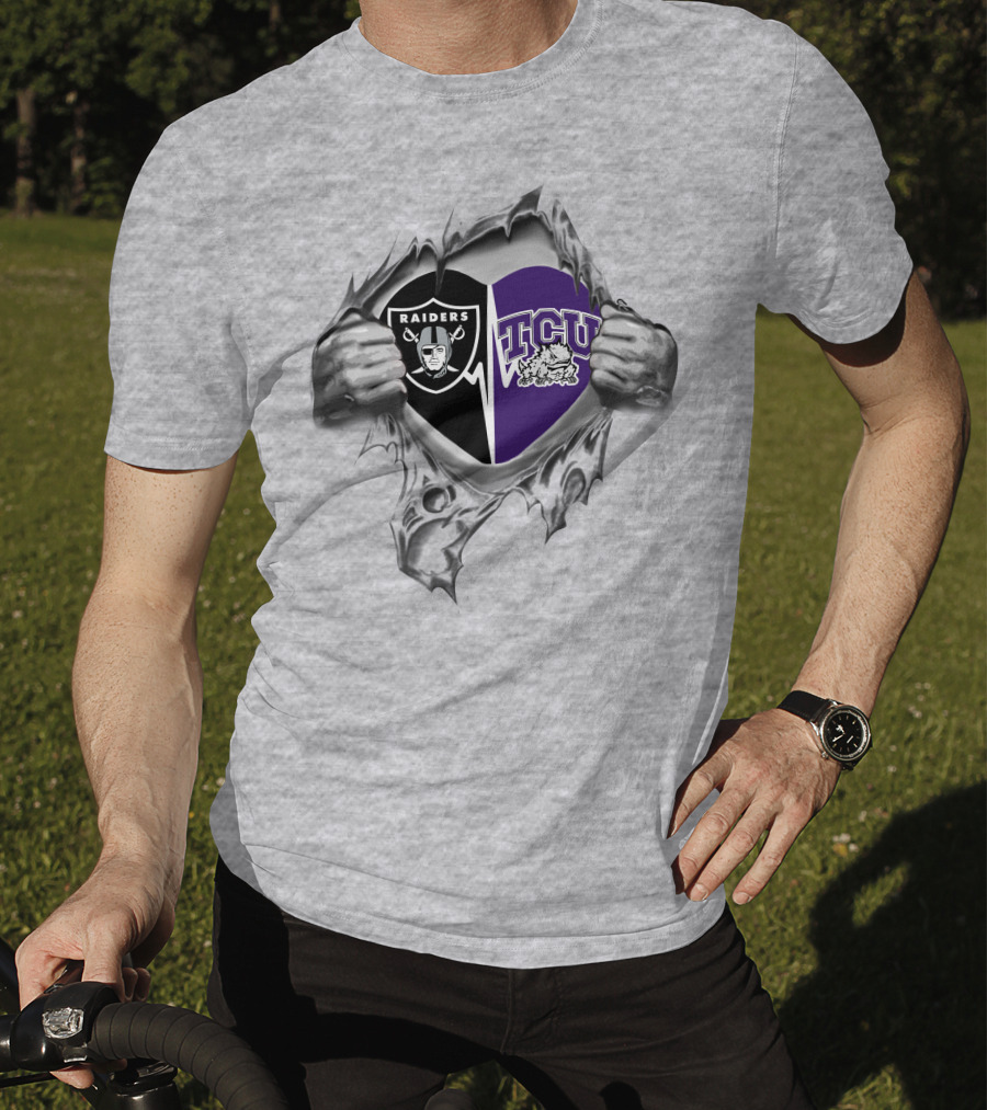 Raiders Tcu Horned Frogs Heart Logo Mashup T-Shirt