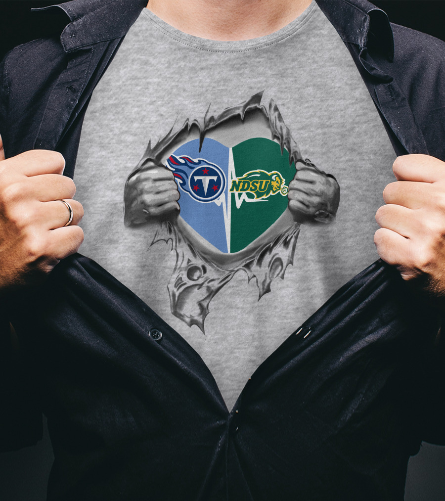 Titans Ndsu Bison Heart Logo Fusion T-Shirt