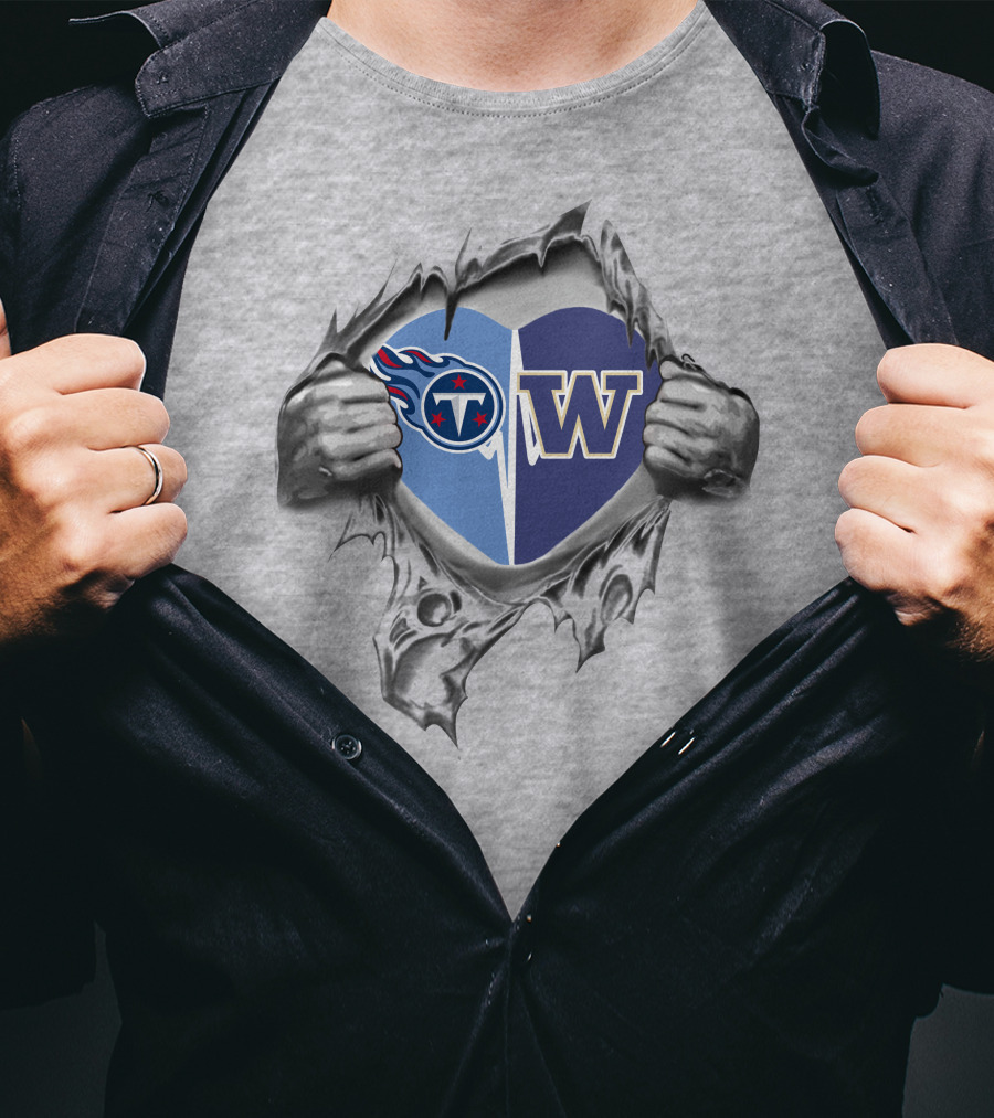 Titans Washington Huskies Heart Rip T-Shirt