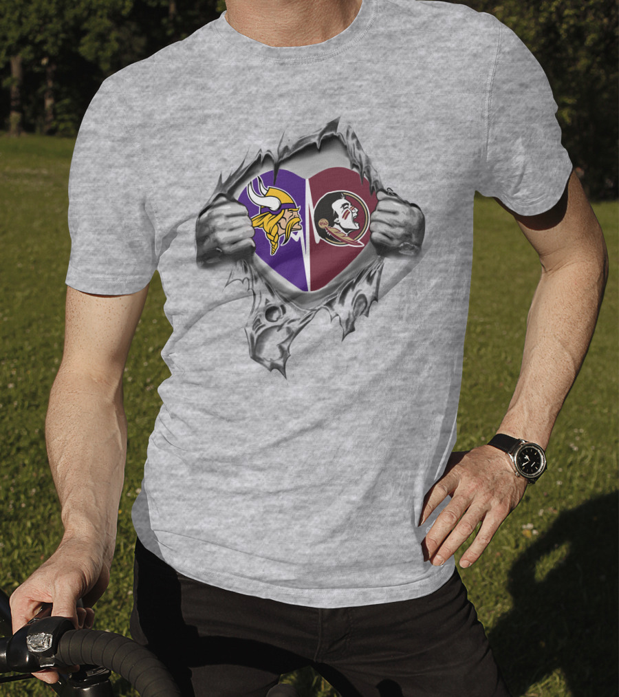 Vikings Florida State Seminoles Heart T-Shirt
