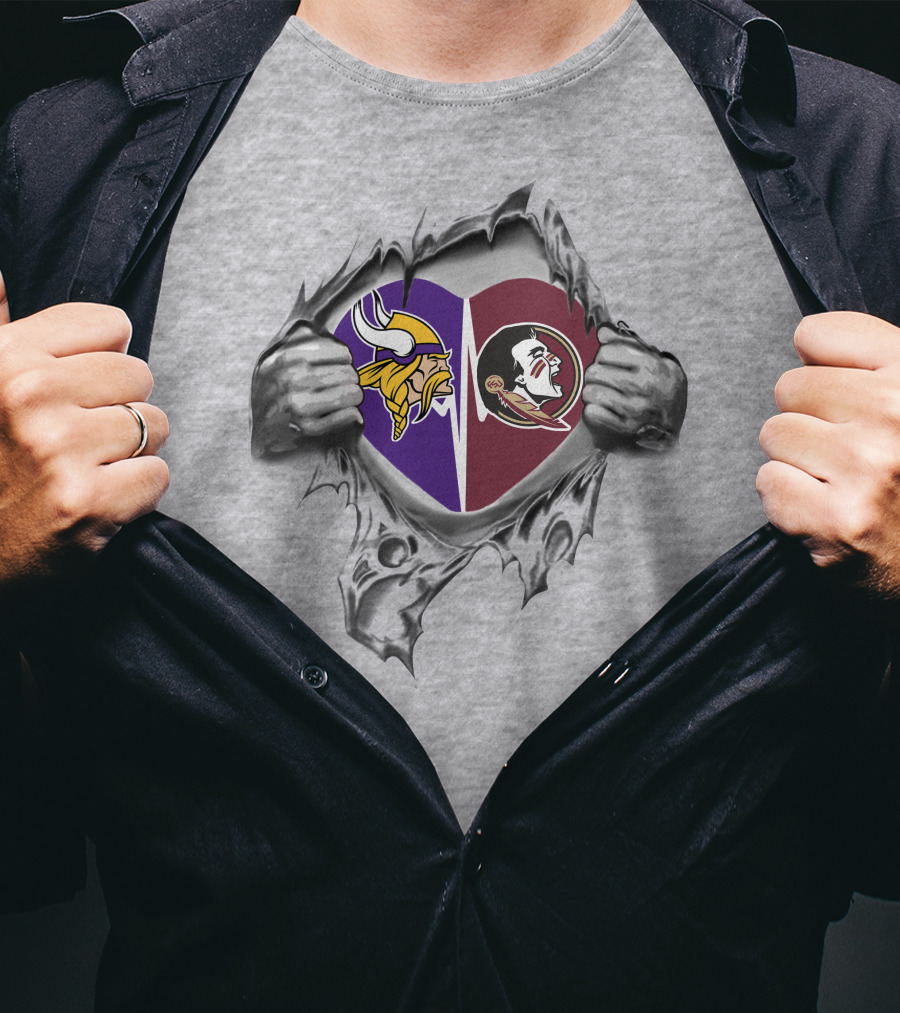 Vikings Florida State Seminoles Heart T-Shirt