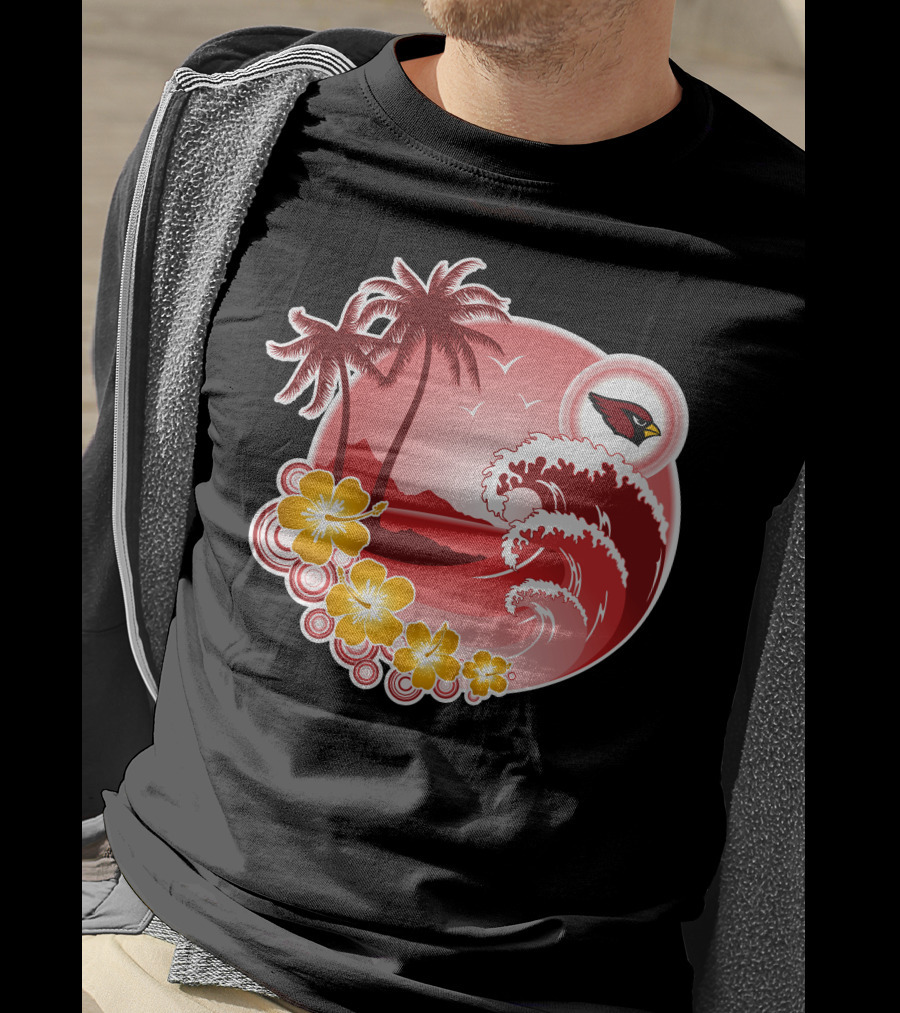 Arizona Cardinals Tropical Holiday Paradise Scene T-Shirt