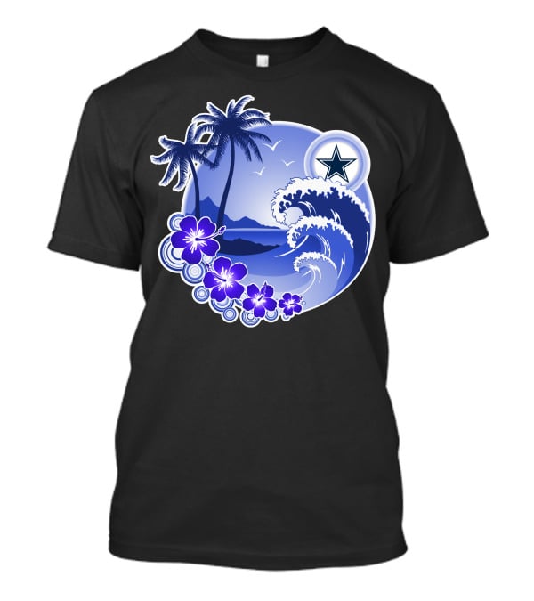 Dallas Cowboys Holiday Tropical Wave Palm Trees & Flowers T-Shirt
