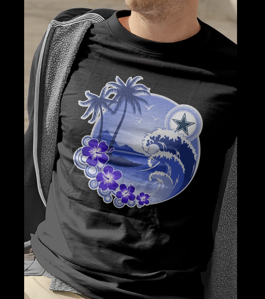 Dallas Cowboys Holiday Tropical Wave Palm Trees & Flowers T-Shirt