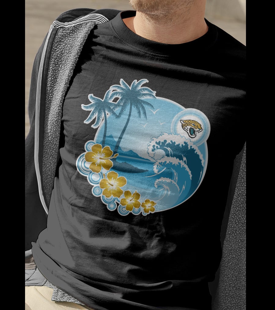 Jacksonville Jaguars Tropical Beach Holiday Wave Scene T-Shirt