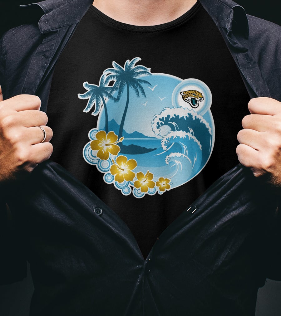 Jacksonville Jaguars Tropical Beach Holiday Wave Scene T-Shirt