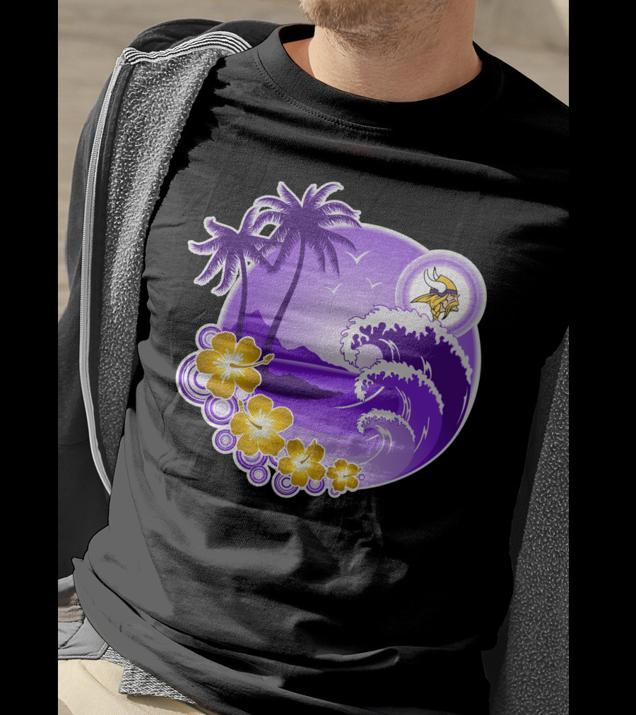 Minnesota Vikings Tropical Wave Happy Holidays T-Shirt