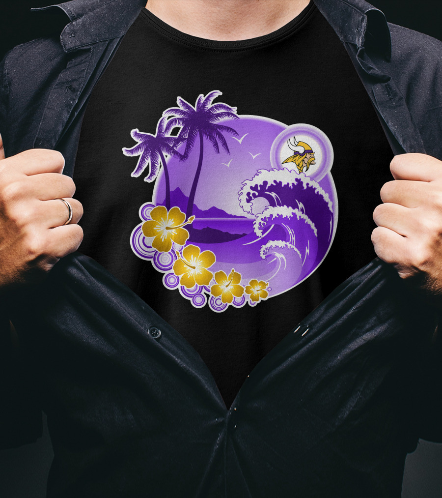 Minnesota Vikings Tropical Wave Happy Holidays T-Shirt