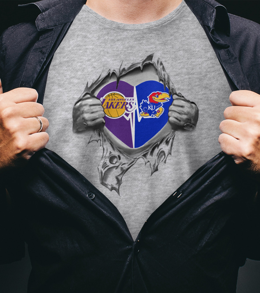 Los Angeles Lakers Kansas Jayhawks Heart T-Shirt