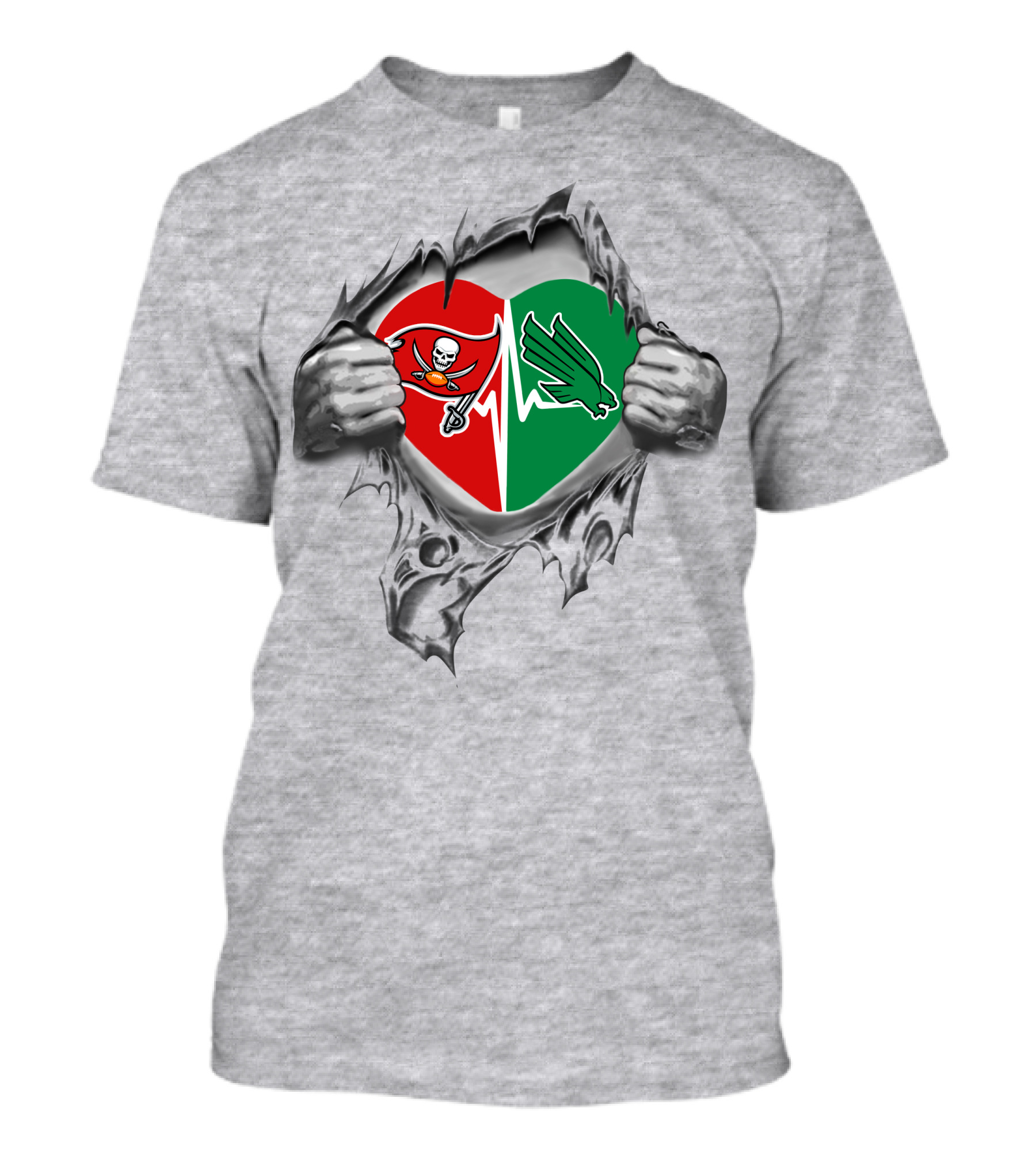 Buccaneers North Texas Mean Green Heart T-Shirt