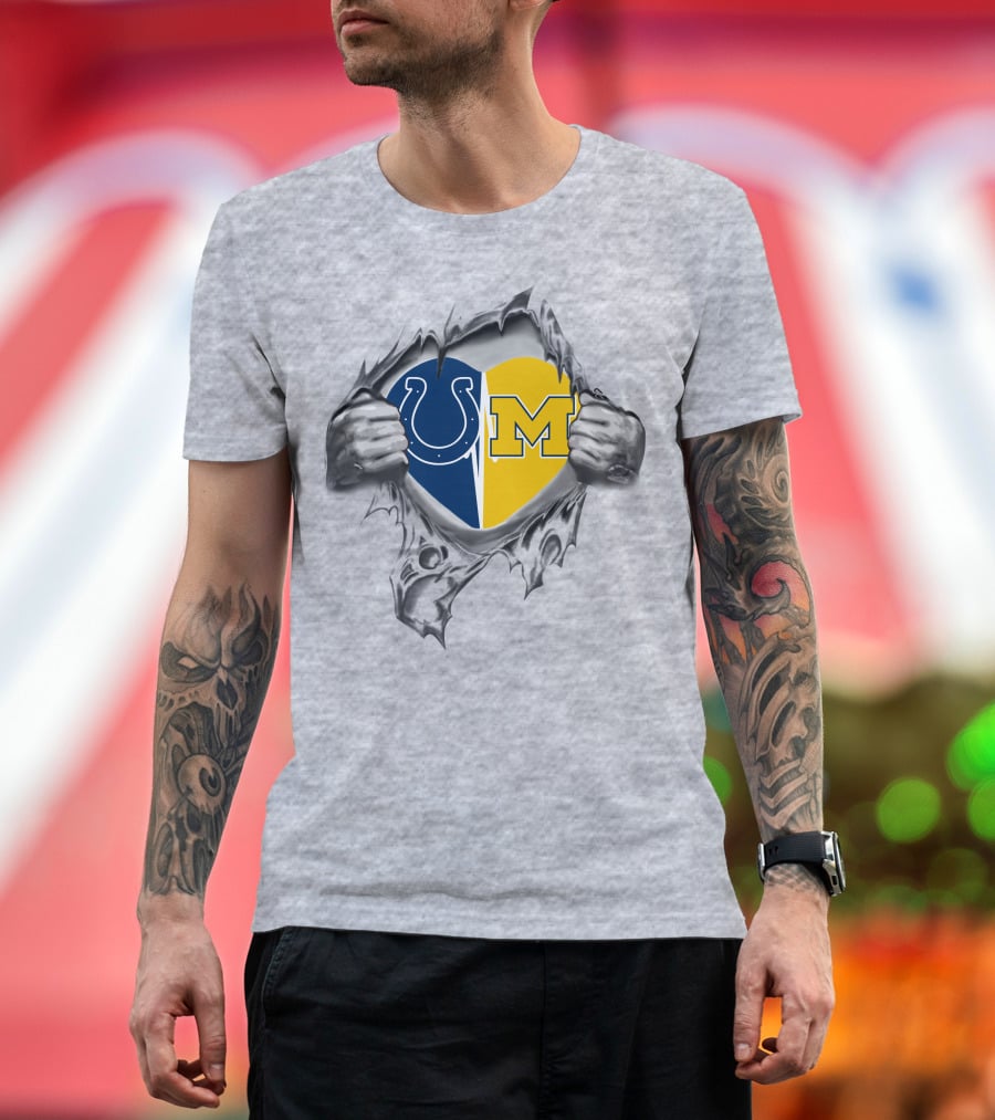 Colts Michigan Wolverines Heart Tear T-Shirt