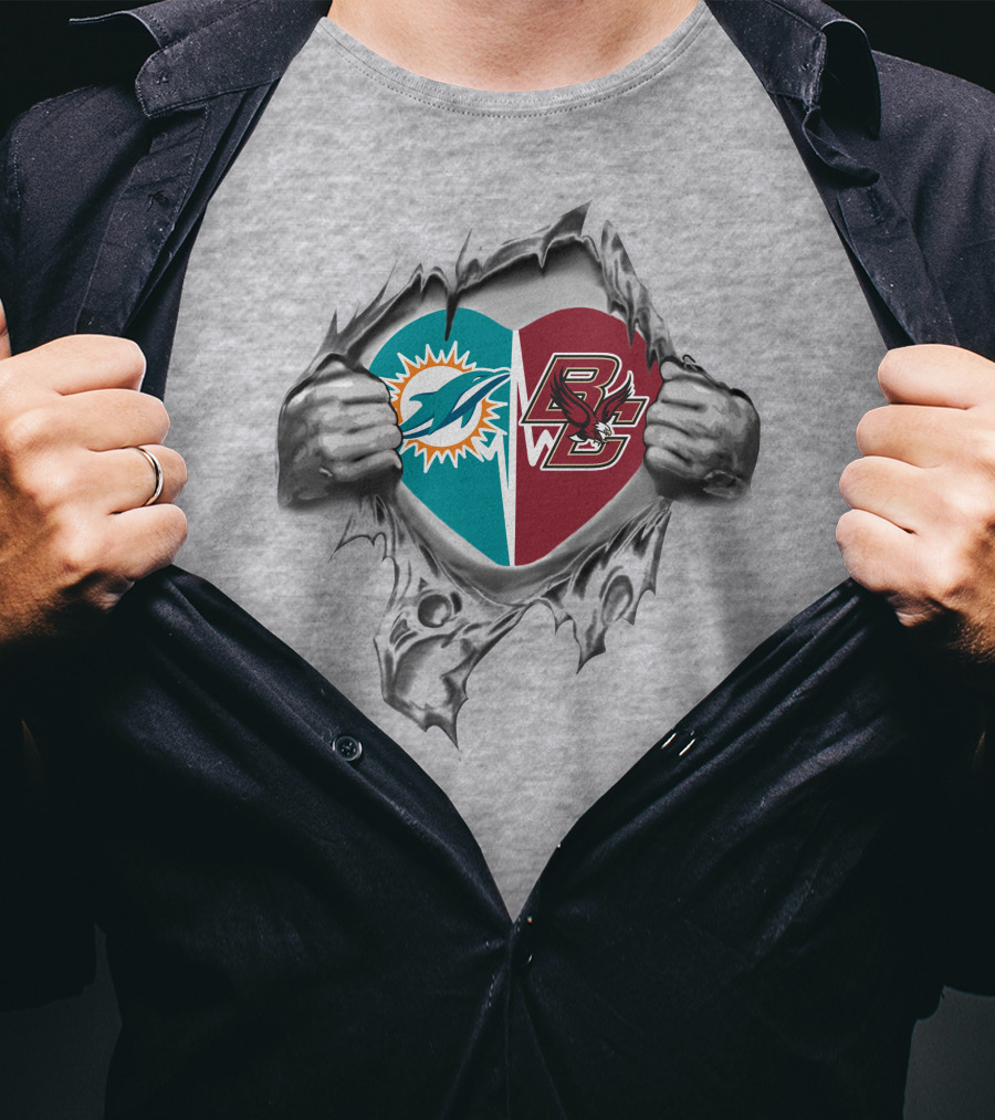 Miami Dolphins Boston College Eagles Heart T-Shirt
