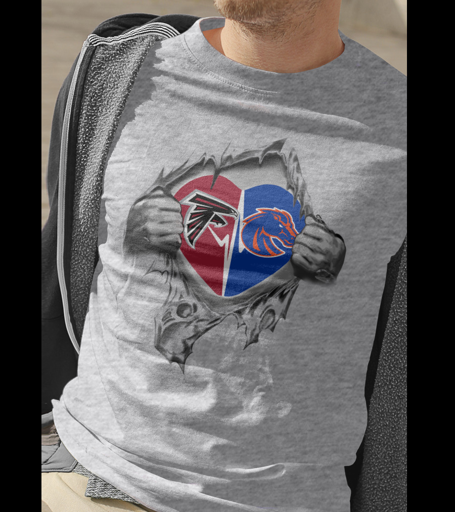 Falcons And Boise State Broncos Heart T-Shirt