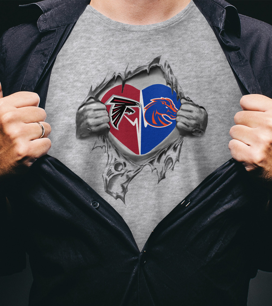 Falcons And Boise State Broncos Heart T-Shirt
