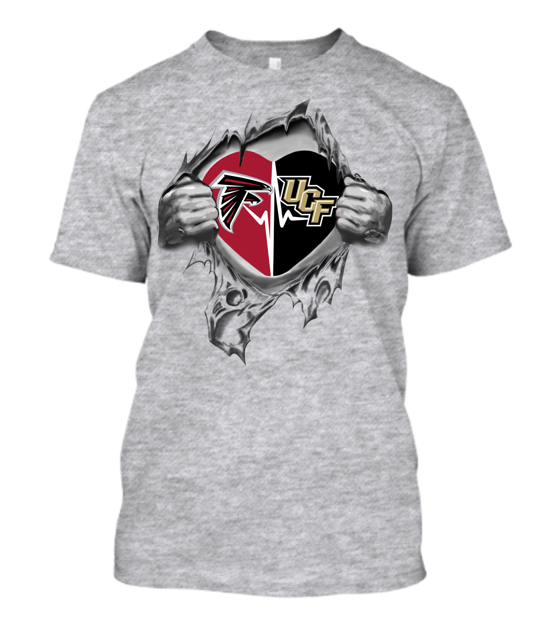 Falcons Ucf Knights Heart Torn Open T-Shirt