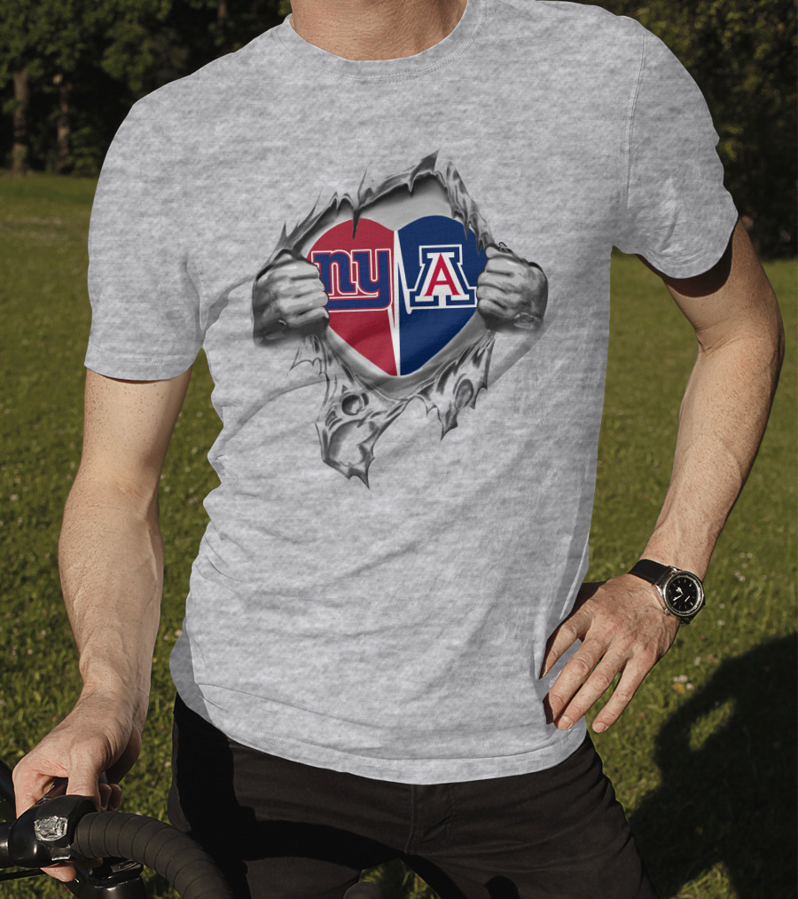Giants Ny Arizona Wildcats Heart Split T-Shirt