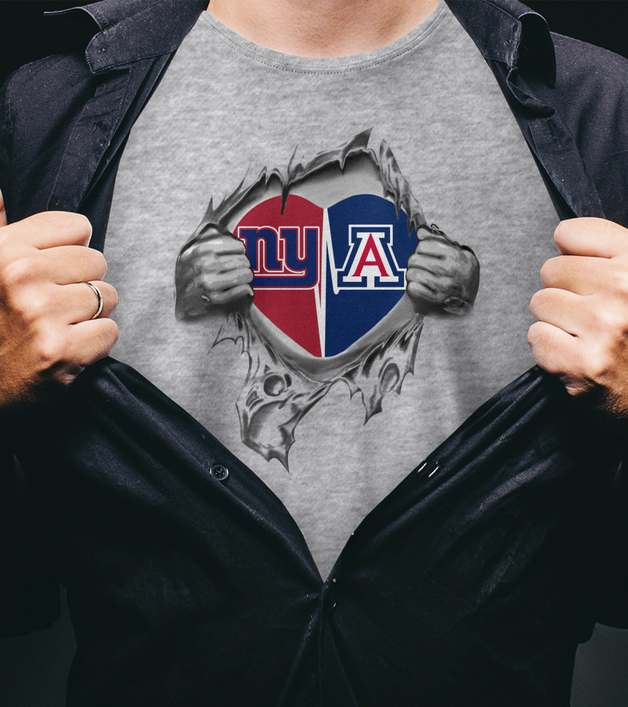 Giants Ny Arizona Wildcats Heart Split T-Shirt