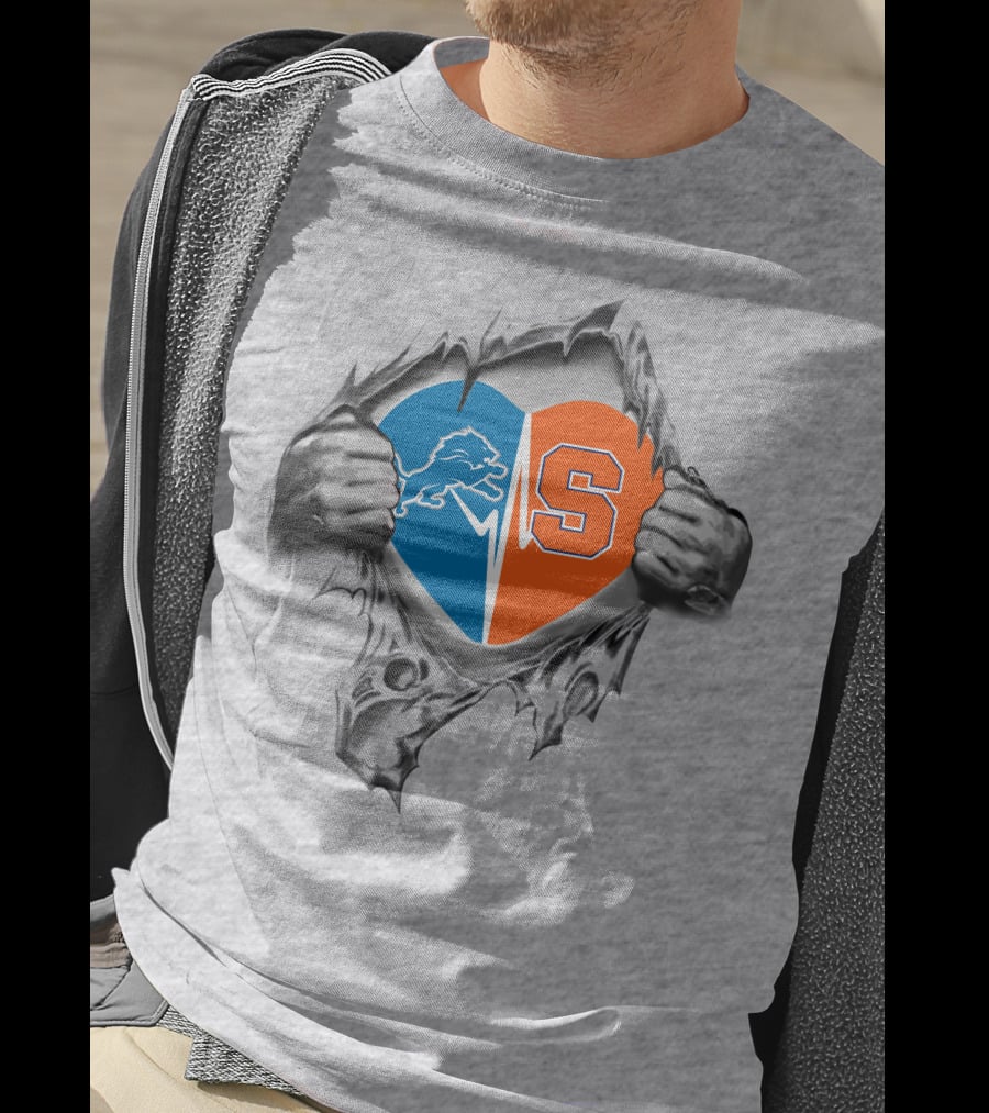 Detroit Lions And Syracuse Orange Heart T-Shirt