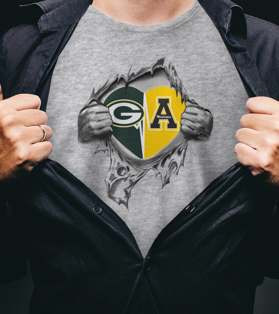 Packers Heart Appalachian State Mountaineers Green Bay Fan Spirit T-Shirt