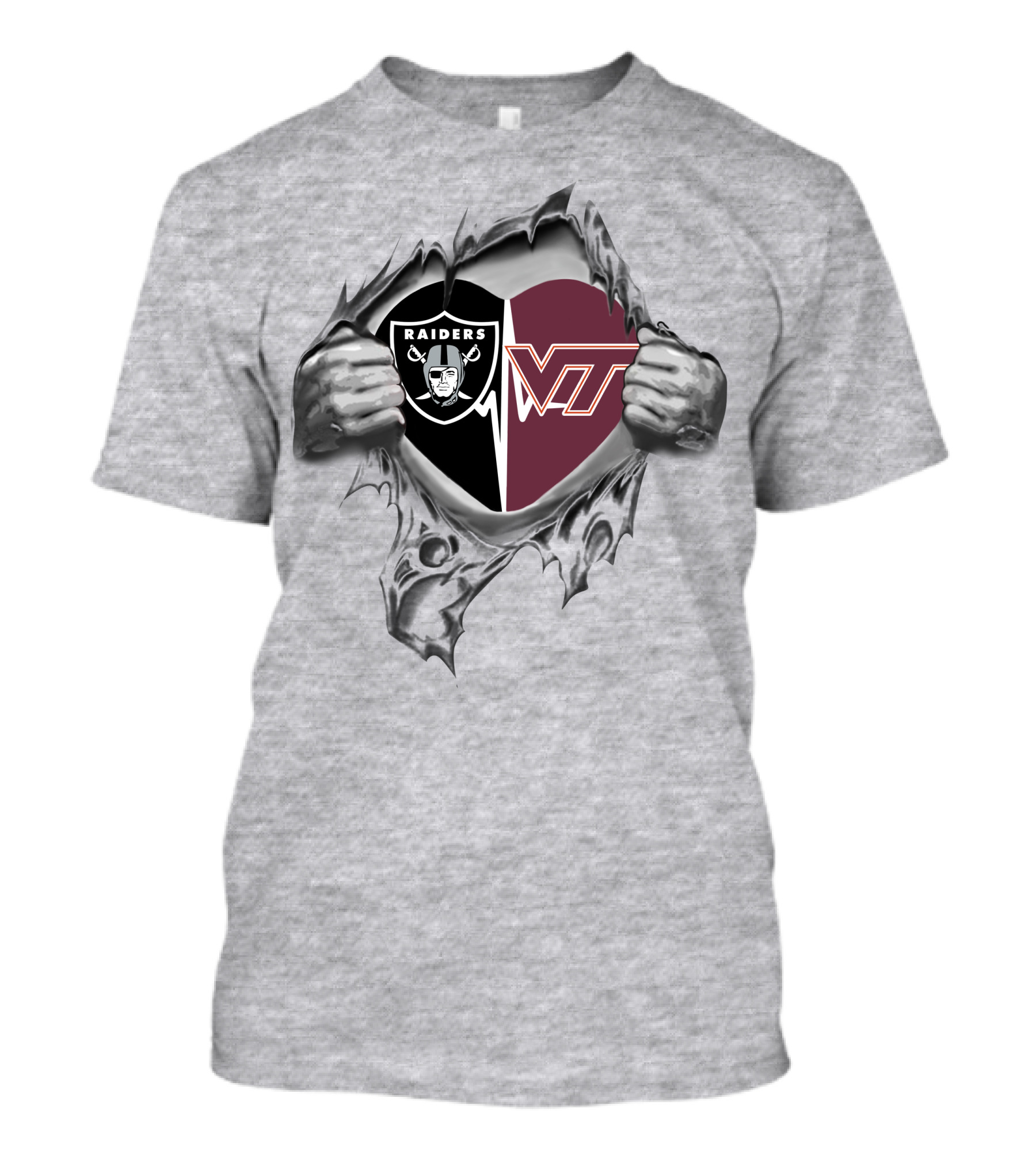 Raiders Virginia Tech Hokies Heart Logo Fan Pride T-Shirt