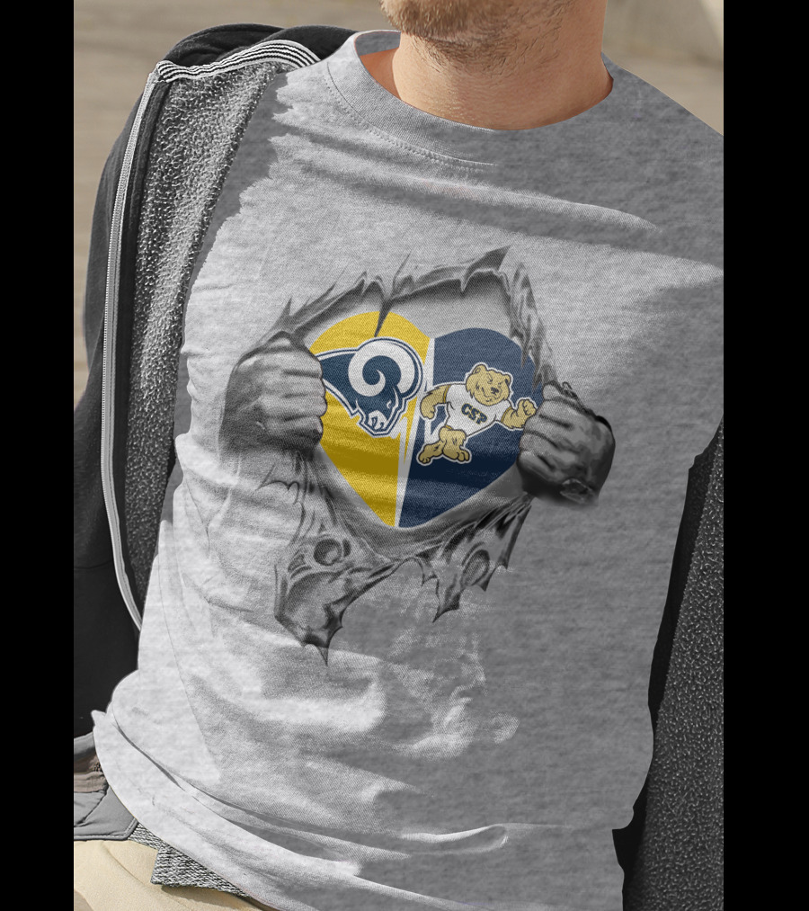 Rams Concordia University St Paul Csp Heart Symbol With Hands Pulling Open Fabric T-Shirt