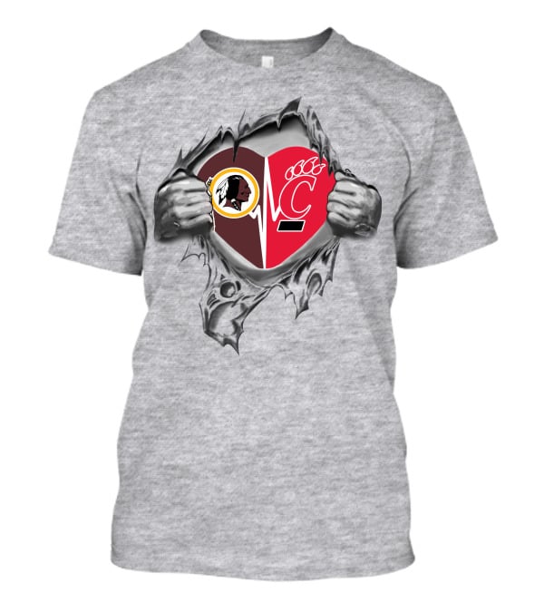 Redskins Cincinnati Bearcats Heartbeat Loyalty Fusion T-Shirt