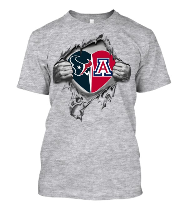 Houston Texans And Arizona Wildcats Heartfelt Connection T-Shirt
