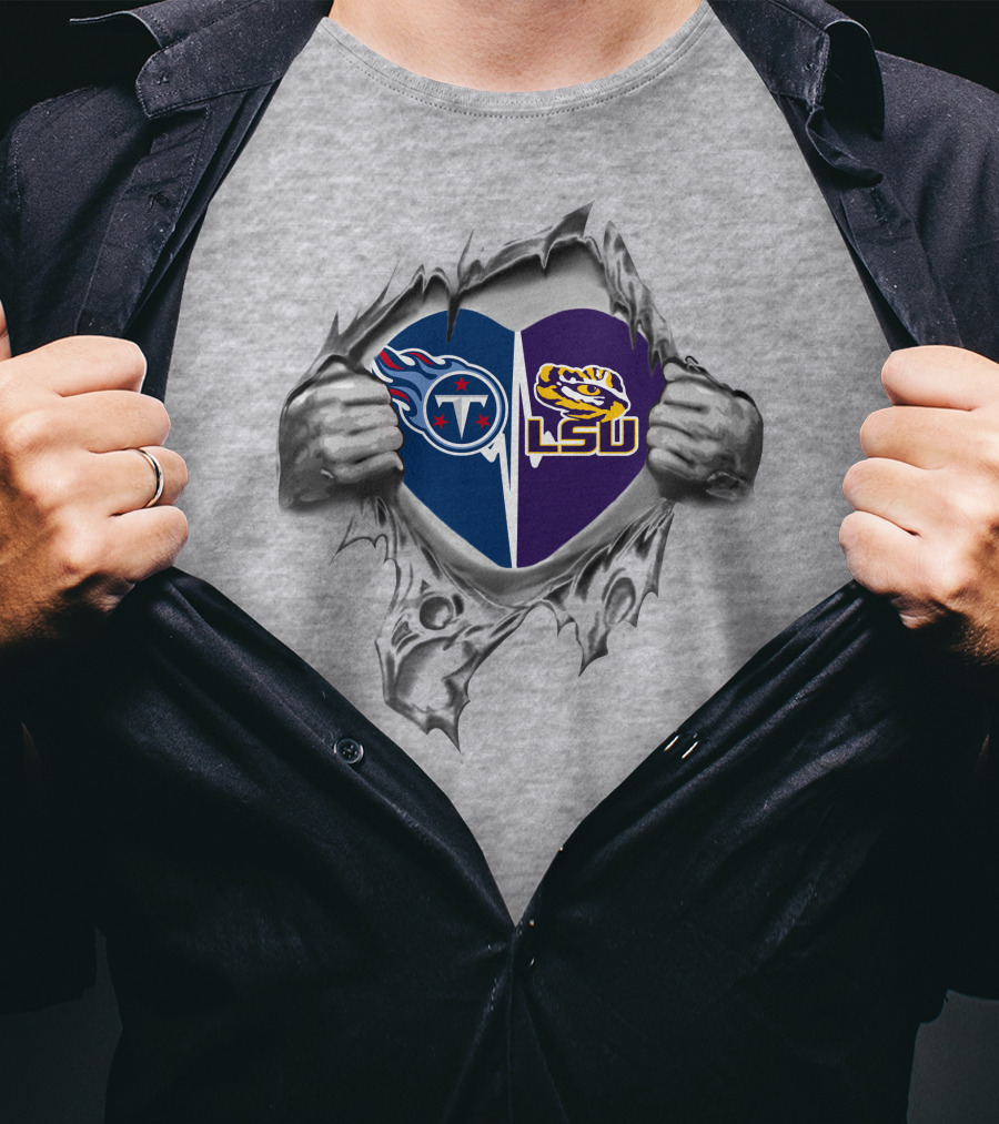 Titans And Lsu Tigers Heart T-Shirt