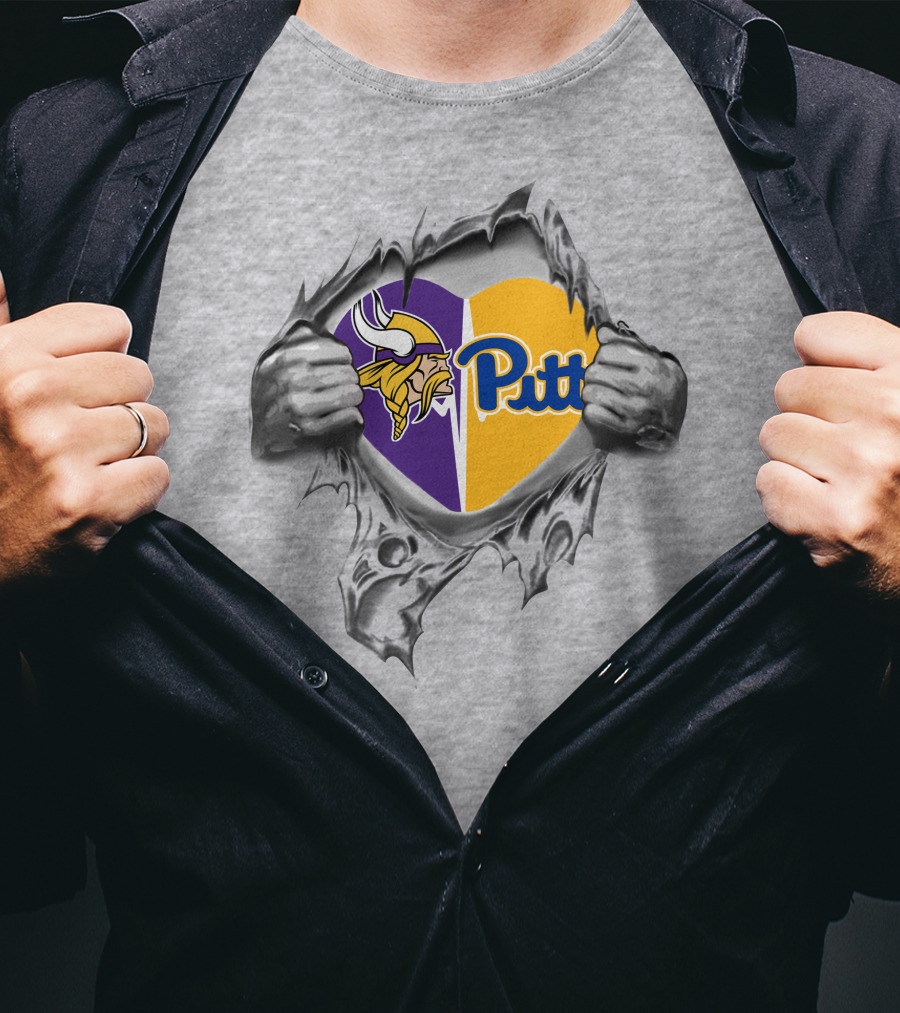 Vikings Panthers Pitt Heart T-Shirt