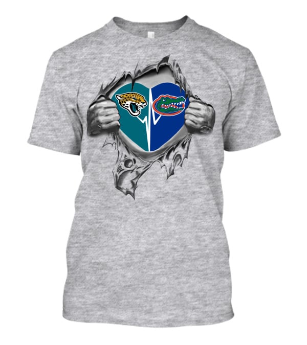 Jaguars Florida Gators Heart Rip It's In My Heart T-Shirt