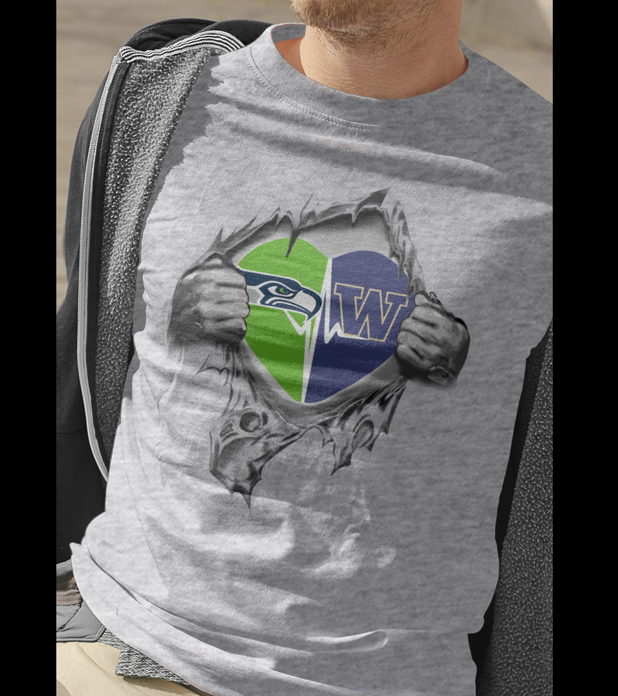 Seattle Seahawks Washington Huskies Heart Symbolizing Passion And Loyalty T-Shirt
