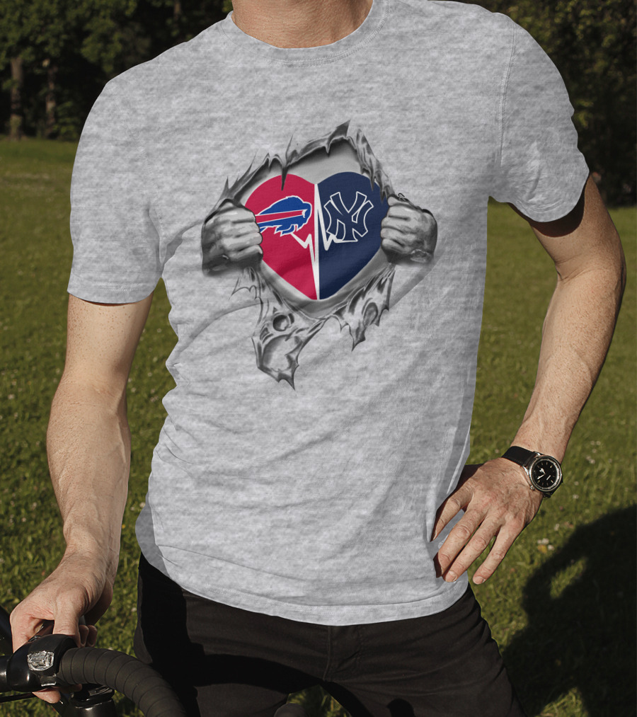 Buffalo Bills And New York Yankees Heart Fan Passion T-Shirt