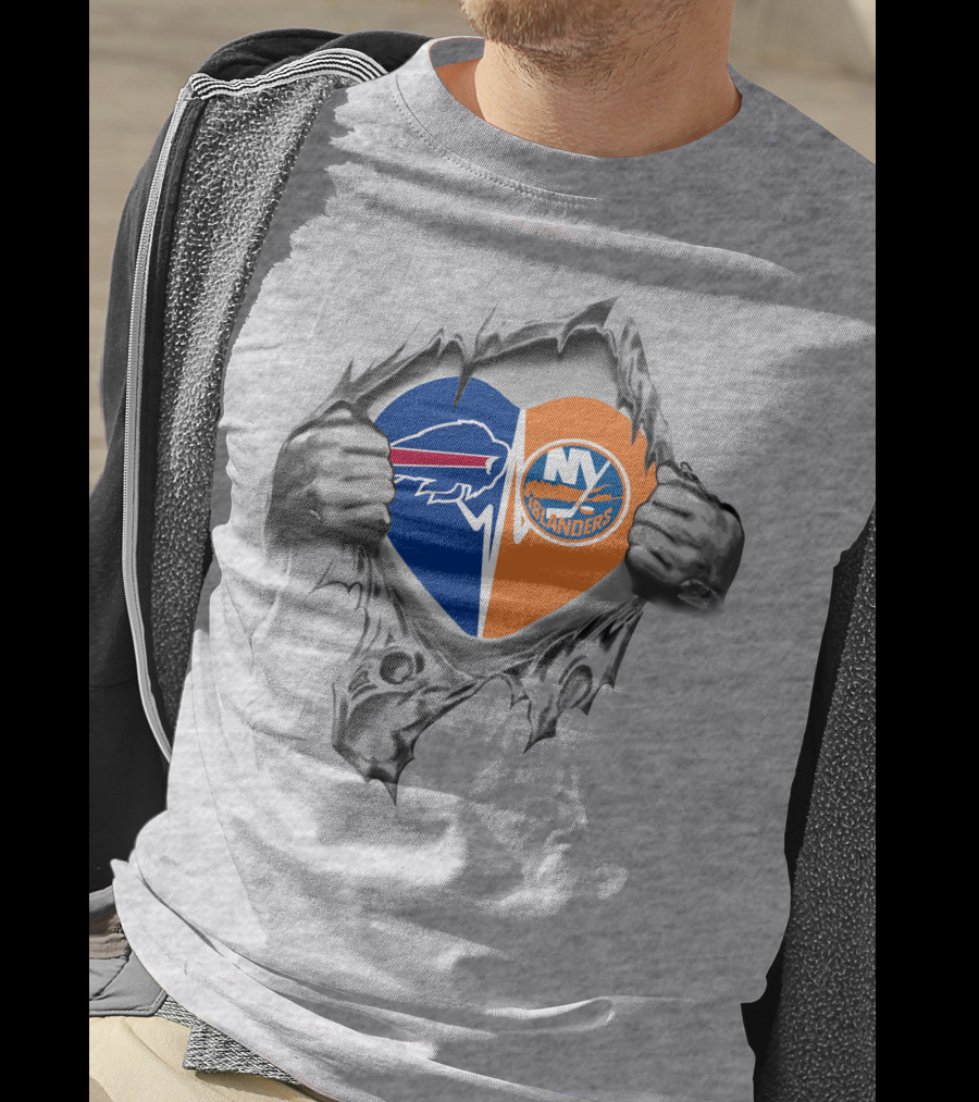Bills Islanders Heart Rip Hockey And Football Fans T-Shirt